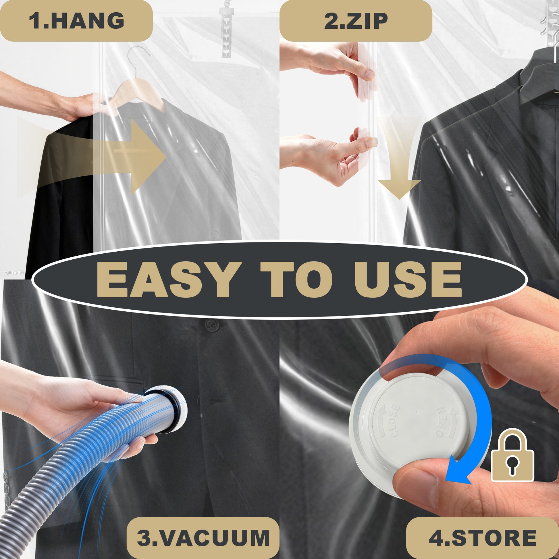 吊り式真空収納袋