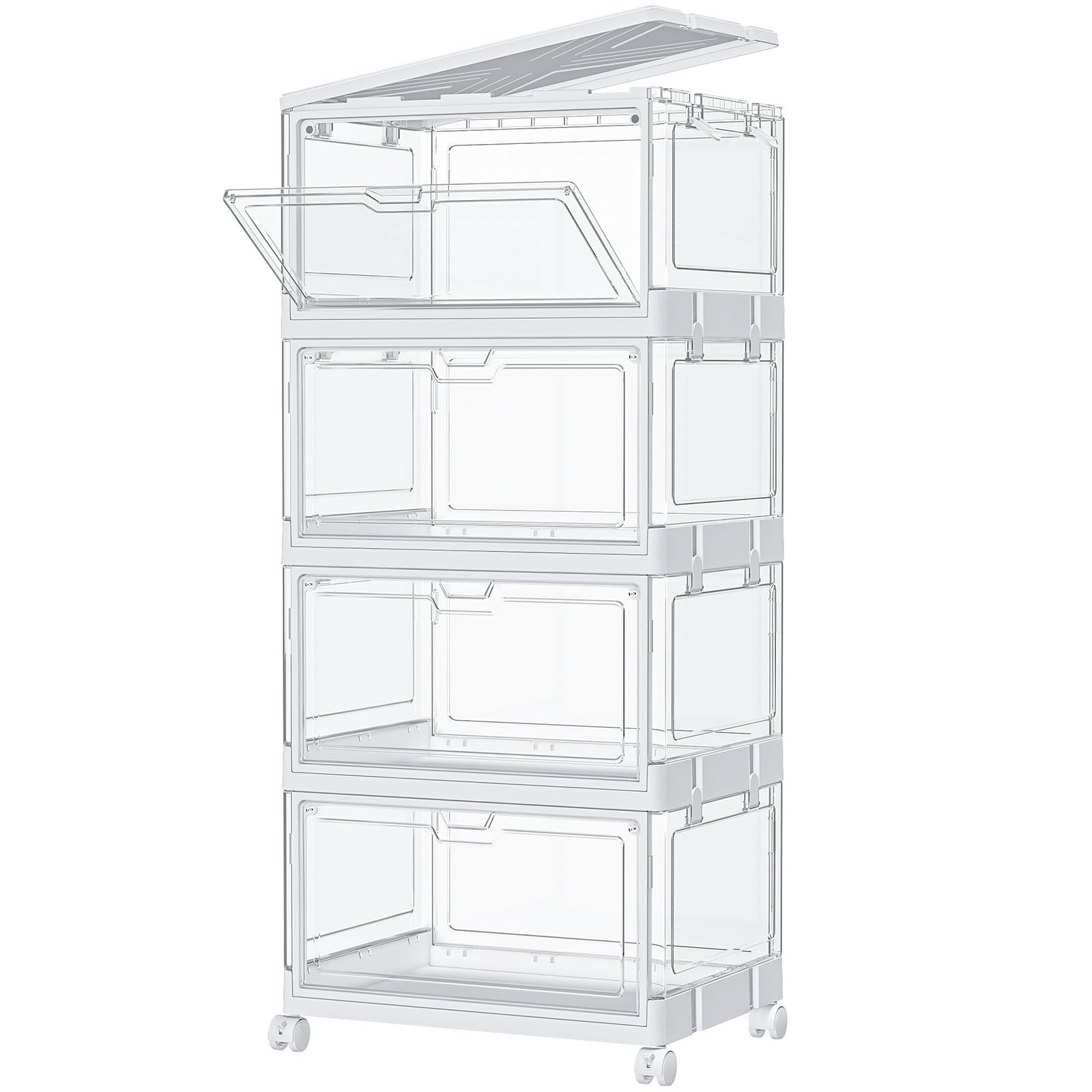 積み重ね可能な透明収納箱