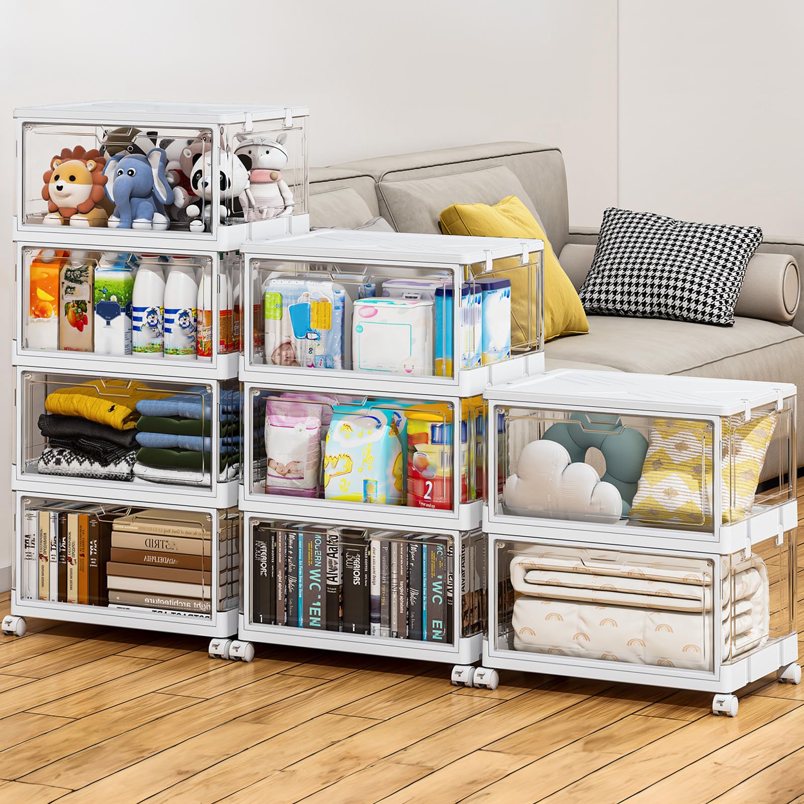 積み重ね可能な透明収納箱