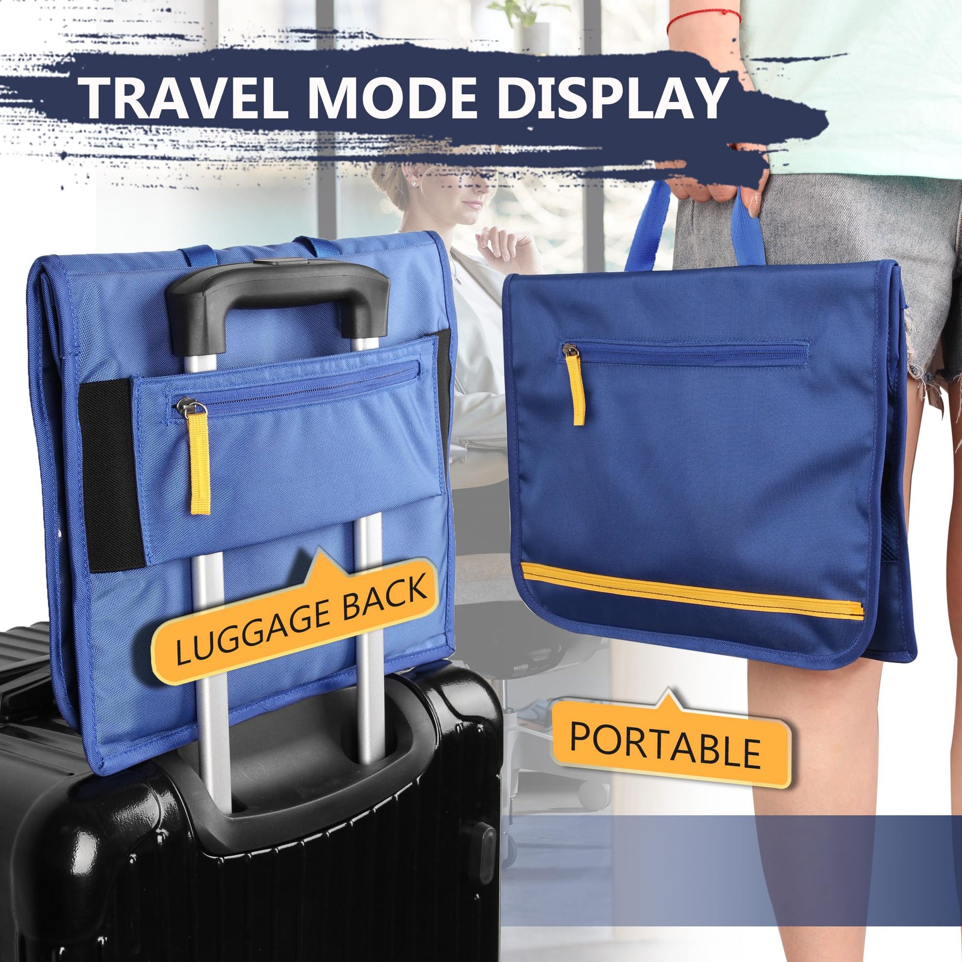 機内用ポケット収納バッグ テーブルトレイカバー付き ポータブル機内シートバック収納バッグ コミューター必需品旅行バッグ 航空旅行アクセサリー ブルー（ネイビーブルー）