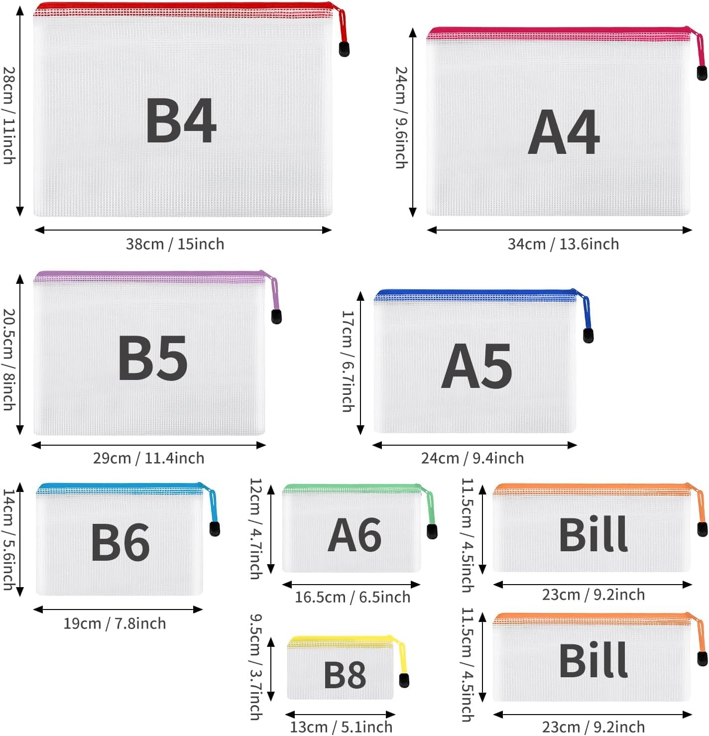 30個のメッシュジッパー付きポーチ