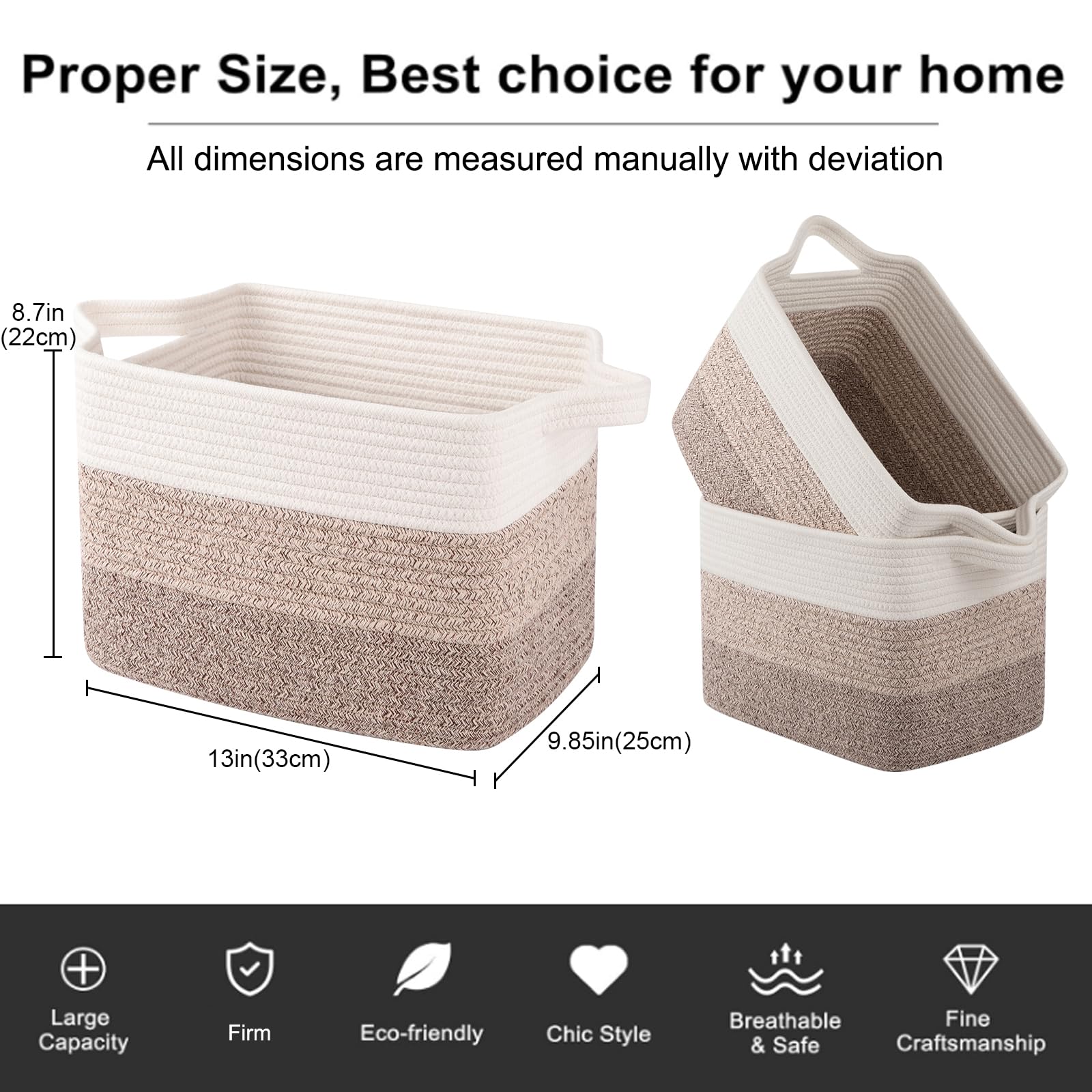 収納バスケット、編み物の収納バスケット、おもちゃ用の木綿紐バスケット、浴室用のタオルバスケット