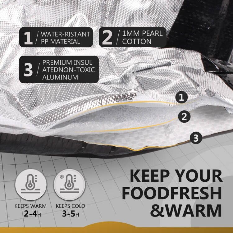 16盎司可重复使用午餐袋，男女通用保温午餐盒，纸质大号三明治手提袋，适用于办公室、工作、野餐、旅行、零食，2个装，黑色