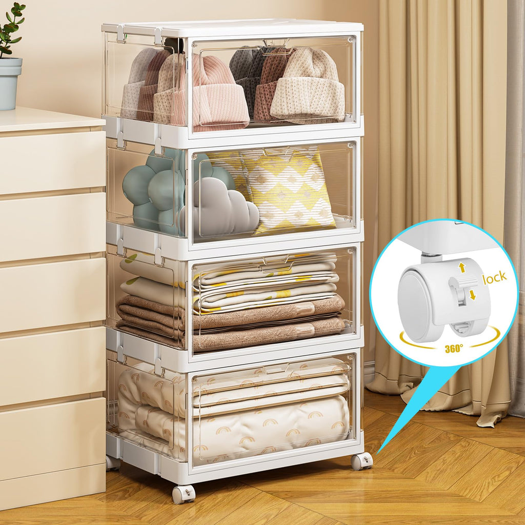 積み重ね可能な透明収納箱