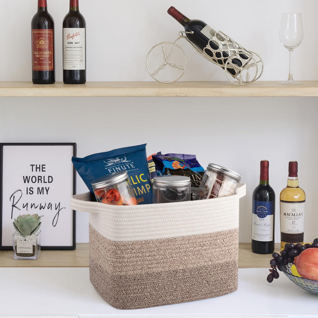 収納バスケット、編み物の収納バスケット、おもちゃ用の木綿紐バスケット、浴室用のタオルバスケット