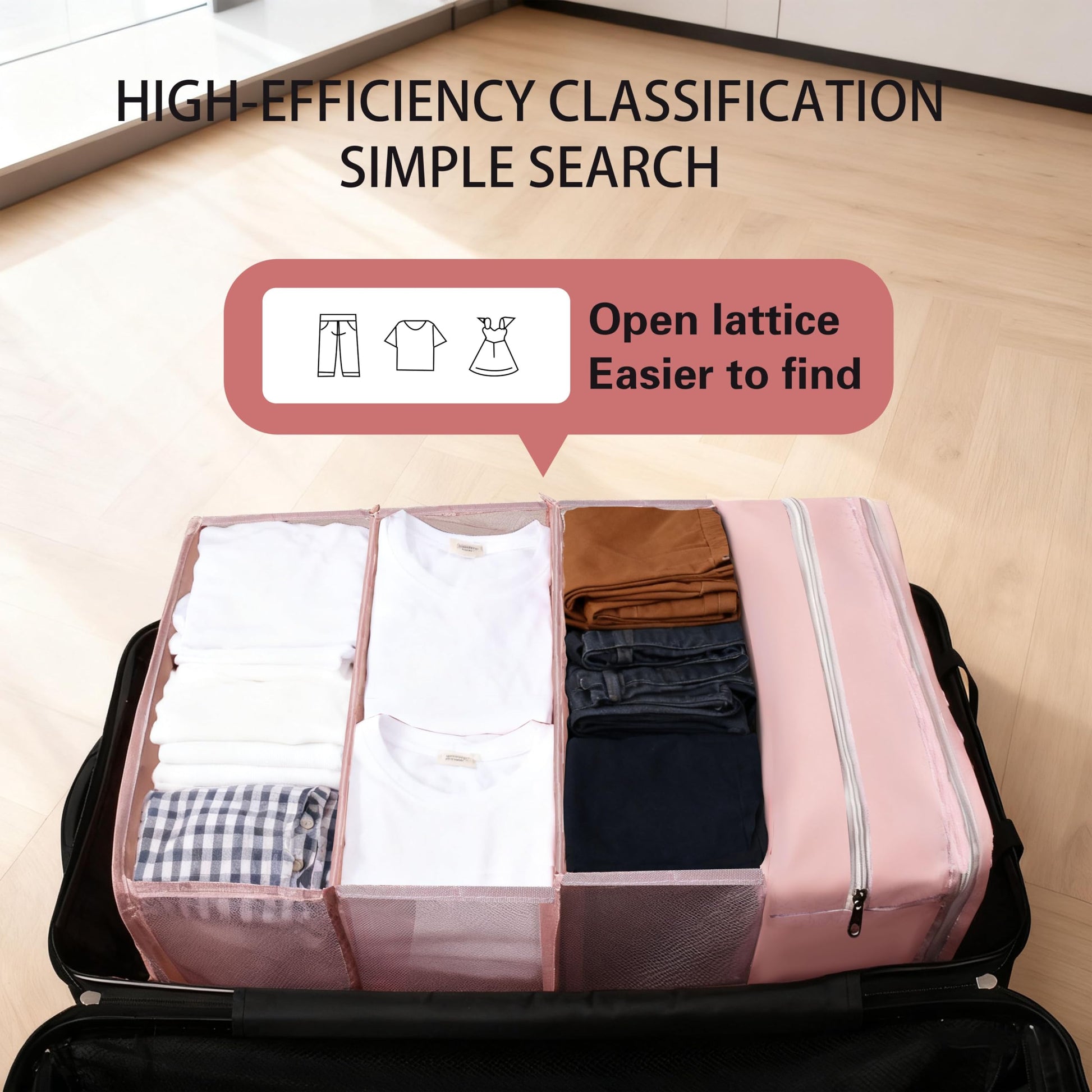 吊り下げ式トラベルクローゼット収納マット スーツケース用収納ラック ポータブルキャリーオンクローゼット 吊り下げパッキングキューブ収納用品 XL サイズ ピンク