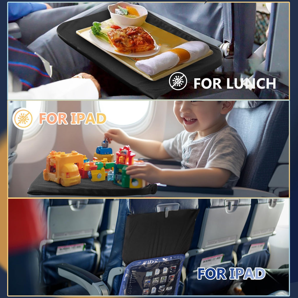 機内用ポケット収納バッグ テーブルトレイカバー付き ポータブル機内シートバック収納バッグ コミューター必需品旅行バッグ 航空旅行アクセサリー ブルー（ネイビーブルー）